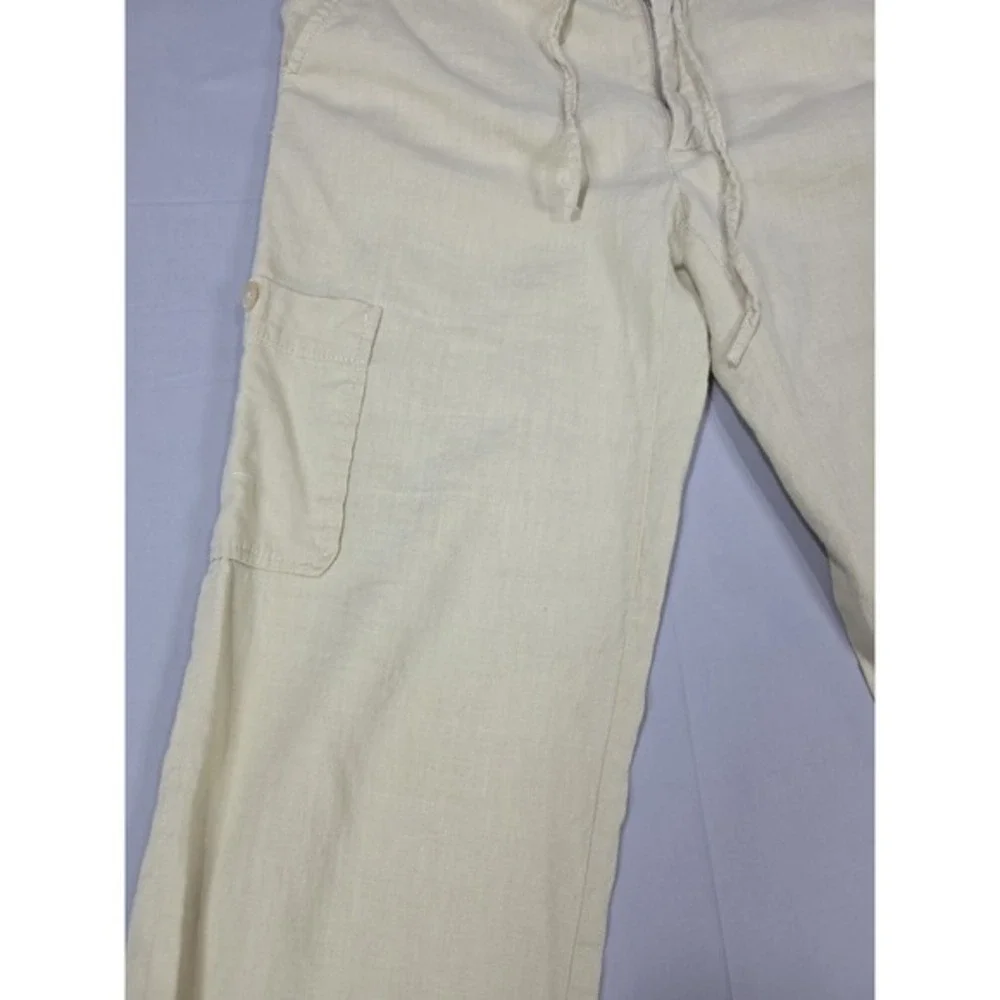 Banana Republic Pants 4 Beige Linen Blend Turkey Roll Up Vintage 2003‎ Y2K Cargo